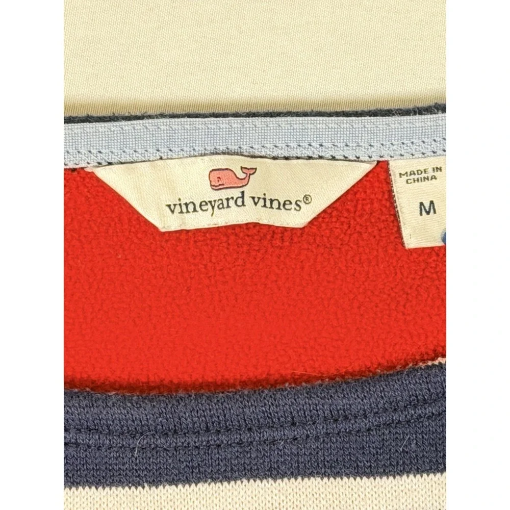 Vineyard Vines Shirt Womens Medium Blue Striped Fleece Long Sleeve Nautical